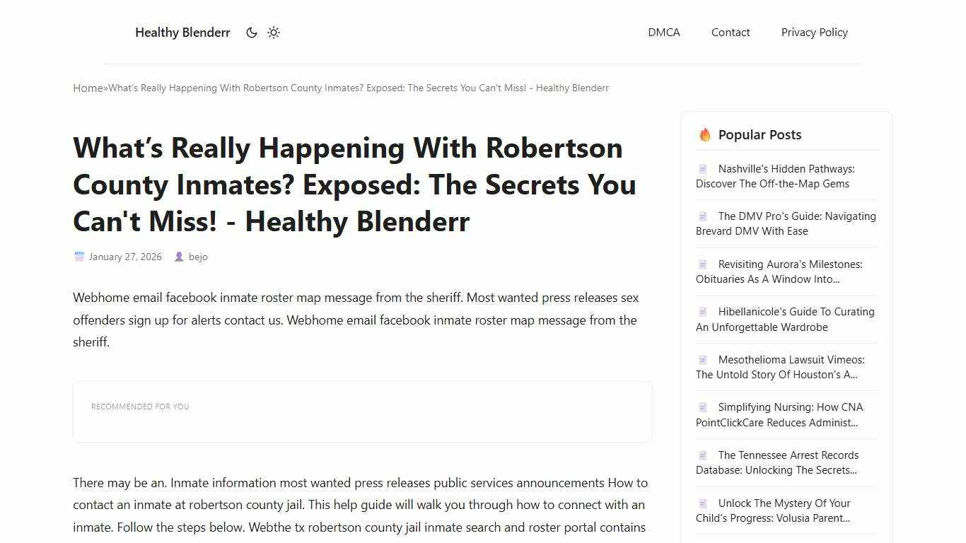 What’s Really Happening With Robertson County Inmates? Exposed: The Secrets You Can't Miss! - Healthy Blenderr